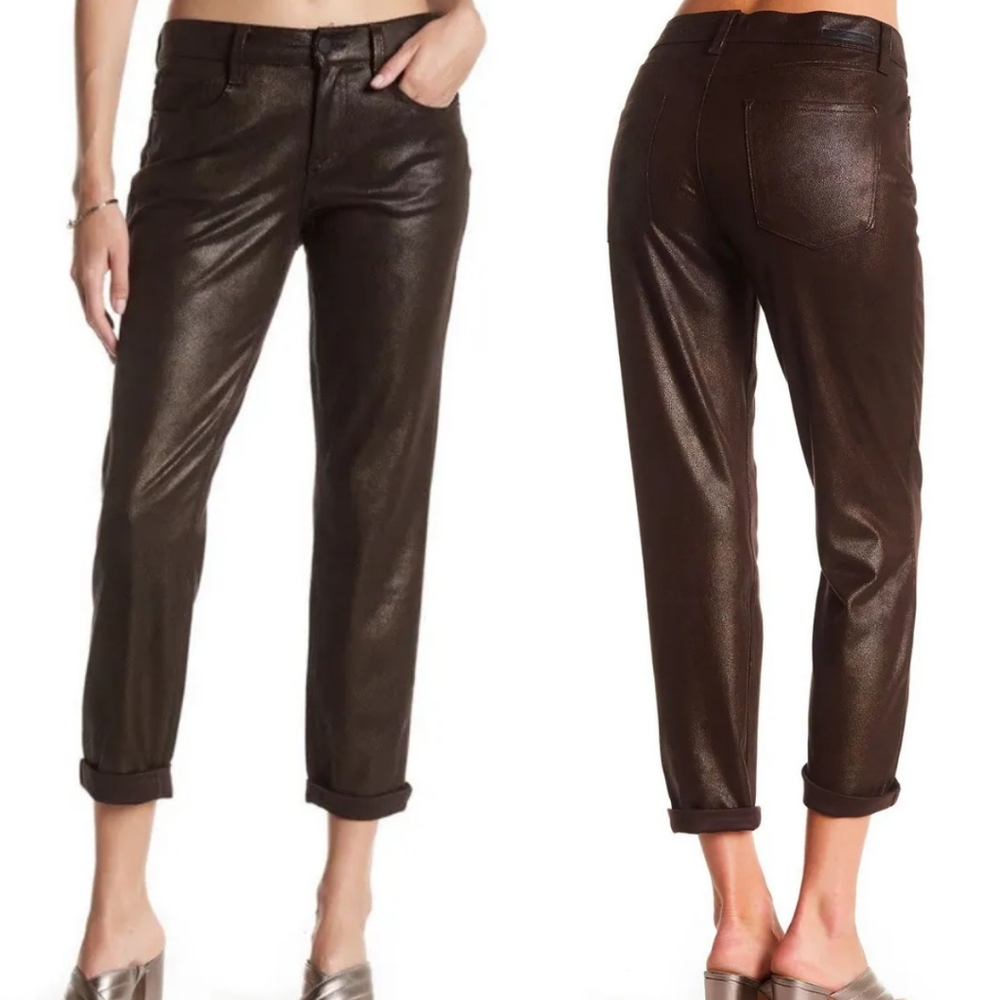 Level 99 Sienna Tomboy Brown Textured Faux Leather Skinny Pants Sz 26